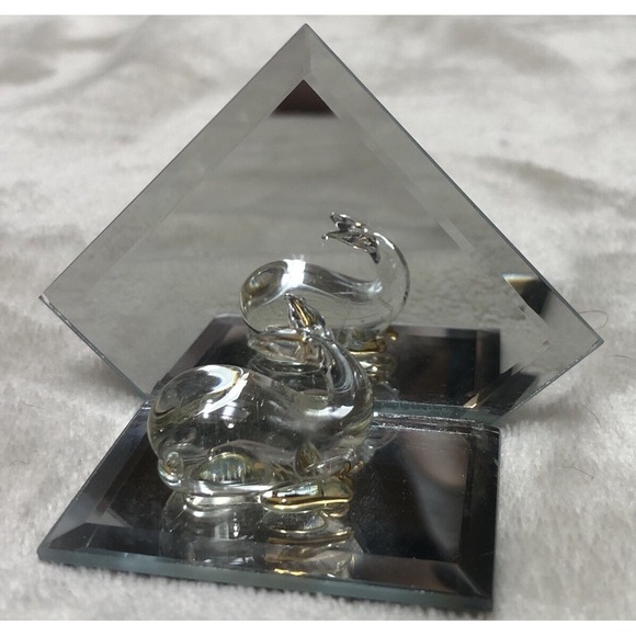 Other - Glass Whale With Mirror Mini Figure Clear/Gold 1.5x3" NEW